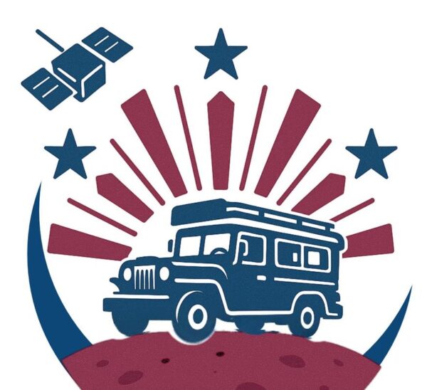 logo of the 11th AP-SGW. A jeepney on top of Mars, with sunrays, three stars, and a satellite.